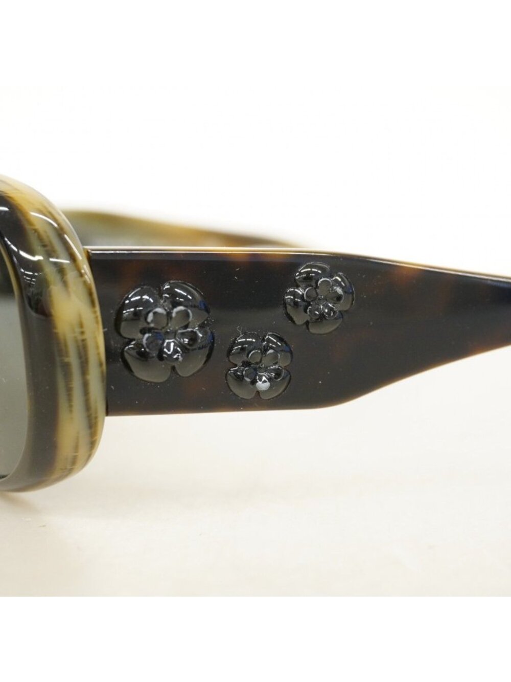 Chanel Sunglasses Camellia Acetate Black Khaki Silver Eyewear - Picture 5 of 8